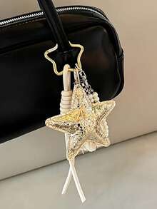 1 szt. kreatywny brelok do kluczy w kształcie gwiazdy, w zestawie z pasującym brelokiem do samochodu, zawieszkami w kształcie serca i gwiazdy, zawieszkami do torebek wnękowych oraz ręcznie tkanymi zawieszkami na smycz dla par.