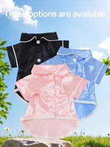 1pc Pet Clothes, Shiny Luxurious Sleepwear For Dogs/Cats, Shiny Fabric Design Shirt, Contrast Trim, Comfortable & Soft, Pet Casual Loungewear For Small Pets - Multicolor - View 6