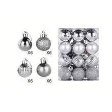 Set de 24 bolas de navidad metálicas brillantes de 3 cm, surtido de colores oro, plata y rojo, bolas de navidad mini irrompibles para árbol, decoración de fiesta - Multicolor - Ver 4
