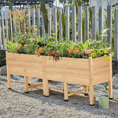 15 Inch Deep Raised Garden Bed With Legs, Elevated Wooden Planter Box For Outdoor Gardening, Perfect For Balcony, Patio, And Small Space Planting,8x2 FT