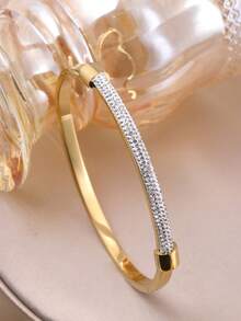 4 件/1 件 18K 镀金不锈钢可叠戴手镯，经典镂空罗马数字和心形设计，时尚欧美休闲、派对、节日风格腕饰，适合女士、生日、婚礼、挚友、情人节礼物 - 手鐲A - 查看 10