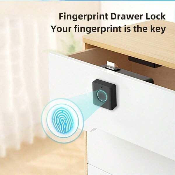 Intelligent Fingerprint Cabinet Lock, One-Button Unlocking, K16 Double Door Cabinet Lock, Compact ABS Fingerprint Drawer Lock - Smart Biometric Security For Home And Office Cabinets, Shoe Cabinets And File Cabinets - Battery Powered (AAA), Easy Installation, No Battery Included, Smart Locks For Home Security