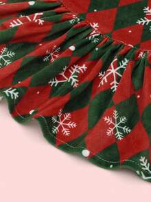 1 件格子雪花高领天鹅绒狗狗连衣裙圣诞节小狗裙子服装宠物服装猫服装带蝴蝶结适合小型犬 - 彩色 - 查看 11