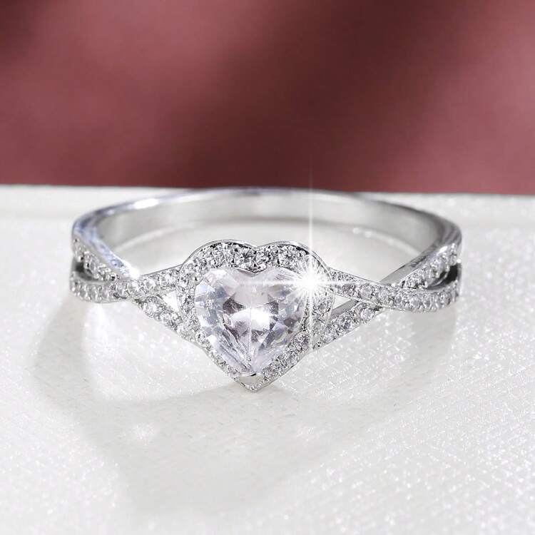 1pc Minimalist Heart Shaped Design Elegant Women Ring - Multicolor - View 8