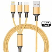 Cable de carga trenzado USB 3 en 1 compatible con iPhone/Tipo-C/Micro USB compatible con iPhone 14 13 12 11 Pro Max Xs Max, compatible con Samsung, Redmi, OnePlus, compatible con Xiaomi, teléfonos móviles Android, cámara, MP3, adaptador universal de poliamida