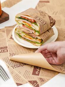 100/50pcs Sandwich Packaging Paper, Hamburger Packaging Bags, Kitchen Food Packaging Tools, Packaging Accessories, Food Packaging Containers, Lunch Box Insulation Bag Accessories, Food Basket Padding Paper, Dining Table Decoration Padding Paper, Halloween And Christmas Food Padding Paper - Multicolor - View 4