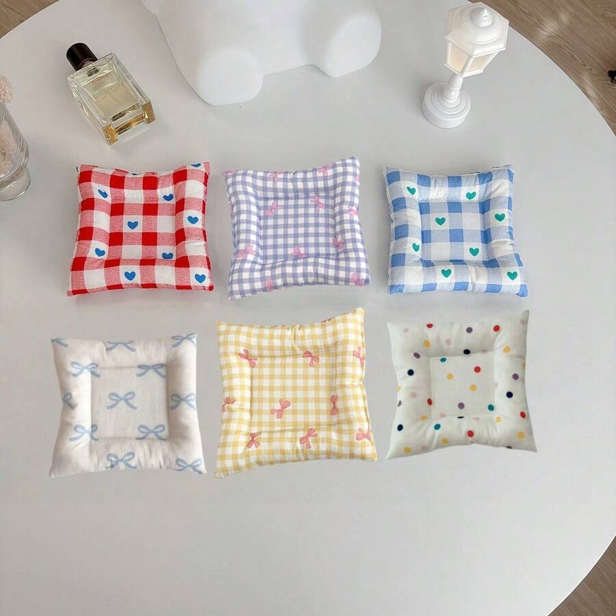 1pc Cotton Soft Non-Slip Multifunctional Pad, Creative Jewelry Tray, Coaster, Pink Bow & Heart Dopamine Color Design - Multicolor - View 1