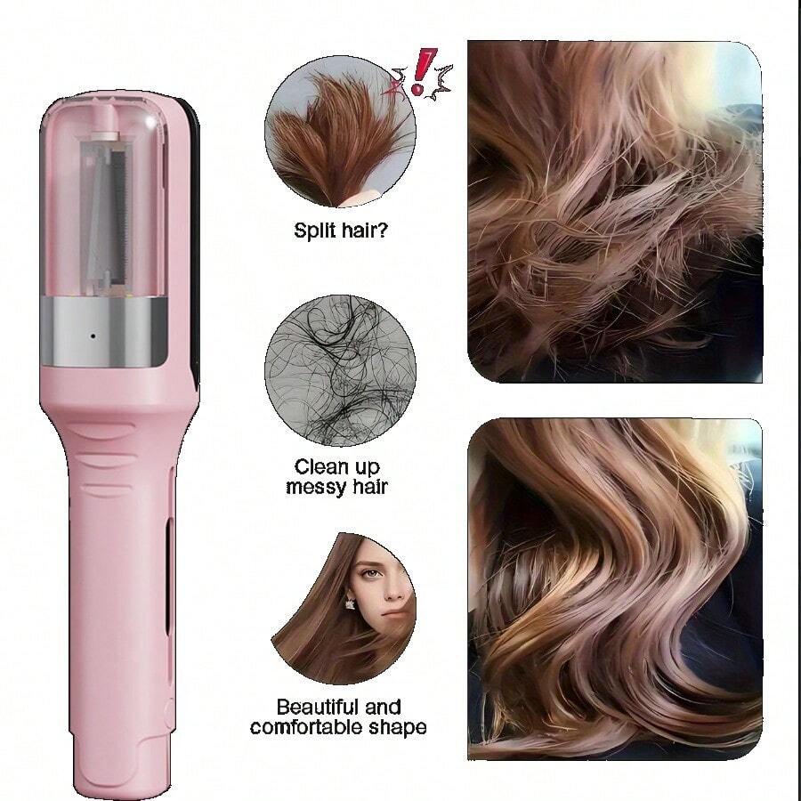 Hair Split Trimmer, Rechargeable Hair Trimmer, Automatic Hair Split Removal Trimmer, Suitable For Split Ends, Hair Tip Care And Maintenance, Portable Electric Automatic Hair Clipper, Suitable For Home Use As A Gift. - 粉色 - 查看 1