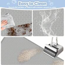 Kalolary Cat Litter Mat, Extra Large 40" X 28" Silicone Mat Litter Trapping Mat For Scatter Control, Soft On Kitty Paws, Easy To Clean (Grey) - Xám - Xem 5