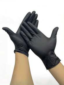 100PCS/50PCS/一次性丁腈手套，无粉且耐用，适用于家庭和厨房清洁，不含乳胶，手指麻，适用于厨房、浴室、卫生间、客厅和其他家务、绘画和户外旅行和家用小工具，多功能手套（无盒） - 黑色 - 查看 4