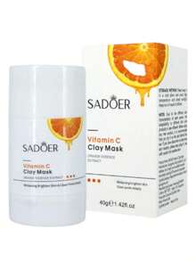 Mascarilla Barro con Vitamina C Limpieza Profunda Poros Control Brillo Detox Revitaliza Reafirma Exfoliación Facial Cuidado Piel Suave - Naranja Coral - Ver 5