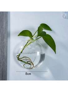 2/4/6 件装壁挂式玻璃花盆 - 自浇水水培花盆，适用于家庭办公室装饰，手工圆形水晶花瓶 - 無色 - 查看 3