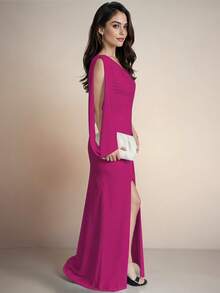 Women Long Dresses - Hot Pink - View 4