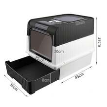 Cat Litter Box, Enclosed Toilet House, Cat Litter Scoop And Deodorizing Bag Box Included, Removable Tray, Load Capacity 15 Kg, Pink/Black/Grey - 黑色 - 查看 5