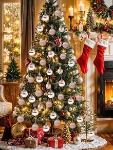 44 pezzi - Palline di Natale, decorazioni per albero di Natale, decorazioni sferiche in plastica infrangibile da appendere per albero di Natale, vacanze, feste di matrimonio, finestre, Natale, compleanni, San Valentino, Pasqua, casa, ufficio, decorazione da parete, perfette per creare un'atmosfera natalizia - regalo di Natale 7/6/5/4/3 cm (2,8/2,4/1,9/1,6/1,2 pollici)