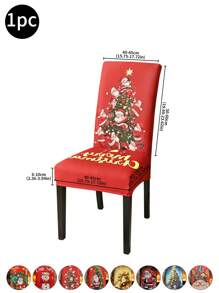 1 pieza/4 piezas/6 piezas/20 piezas Funda de silla impresa en seda de leche navideña, funda protectora elástica impresa para sillas, apta para oficina, sala de estar, hotel, sillas de eventos, árbol de Navidad, Papá Noel, muñeco de nieve, campana navideña
