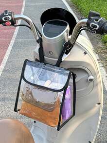 1 pieza Bolsa de almacenamiento frontal para scooter eléctrico, impermeable, con botón magnético, gran capacidad, adecuada para teléfono, lápiz labial, mochila infantil, resistente a la suciedad, bolsa colgante de almacenamiento multifuncional, bolsa de almacenamiento frontal para scooter eléctrico, bolsa de almacenamiento transparente, impermeable, anti-lluvia, bolsa para teléfono, organizador de almacenamiento - Multicolor - Ver 3