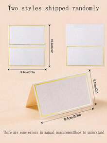20pcs Tent Cards, Small Place Cards With Gold Foil Borders Delicate Seating Cards Blank Business Cards Escort Cards For Weddings, Tables, Dinners, Receptions