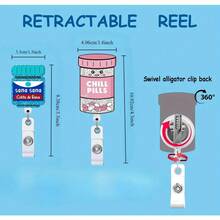 2 Pieces Smile Cold Pill Capsule Stretchable Badge Roll, With ID Clip Name Tag Card Nurse Office Staff Medical Student Crocodile Clip Funnyoon Pill Gift - 2pcs - View 5