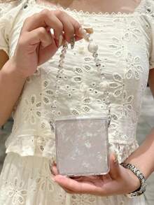 Luxury Laser Aurora Shell Pattern Bracelet Chain Phone Case Compatible With Samsung Galaxy Z Flip 7 6 5 4 3 5G Cute Colorful Camera Protection Shockproof Cover Waterproof Anti-Fall Scratch Resistant