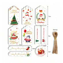 50pcs/Set Christmas Party Gift Candy Baking Boxes, Paper Boxes, Paper Bags, Hang Tags, Cards, Labels, Including Ropes