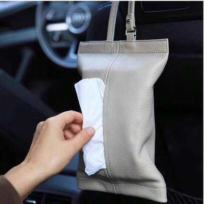 1 件车载悬挂式高端纸巾盒、扶手盒纸巾架、面巾纸收纳袋、优雅纸巾盒