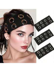 1条女士镂空弹力发带，Y2K朋克摇滚风宽弹力休闲发饰，适合秋冬季节、假日佩戴，优雅围巾，柔软头巾，女士发饰，优雅发带 - 彩色 - 查看 16