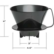 PourOver Coffee Brewing Filter Cone Number 4Size Black Brews 8 To 12Cups - Number4-Size - View 4