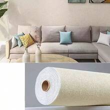 1pc Self-Adhesive Linen Texture Wallpaper - Washable Texturized Wall Covering With Straight Match Installation, Seamless Design For Easy Application - Multicolor - View 13