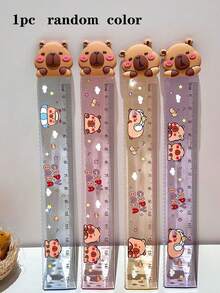 1 pieza/Regla de hipopótamo de plástico lindo y de dibujos animados al azar - Ideal para uso escolar y de oficina - Idea de regalo única - Regalo perfecto para la temporada de regreso a clases