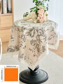 1 Stück schwarze Tischdecke mit Blume Muster, amerikanischer Landhausstil mit Spitzenrand, vielseitig einsetzbar für Esstisch, Küche, täglichen Gebrauch, Feste, Partys, Abendessen, Mikrowelle, Heimdekoration, für alle Jahreszeiten
