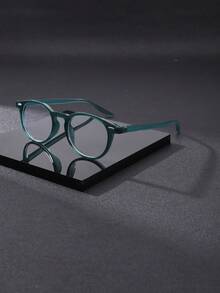 1 Pair Vintage Round Frame Personalized Fashion Multi-Color Flat Lens Glasses For Men, Metal Hinges, Suitable For Computer Office, Decoration, Student Study, Reading, Business, Running, Gaming, Driving - Multicolor - View 14