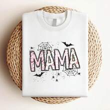 180g pure Cotton Mama Halloween Sweatshirt, Halloween Mom Sweatshirt, Spooky Mama Shirt, Halloween Mom Crewneck, Mama Halloween Sweater, Mom Halloween Gifts Versatile female Stretched Slightly Casual Unisex fashion graphic Comfortable designer clothes women streetwear - Blanco - Ver 3