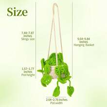 Crochet Plant Hanging Basket For Car Rear View Mirror Decor, Polyester, Light Green, Durable, Handmade, Cute Interior Aesthetic, Gift For Women - 粉紅色 - 查看 9
