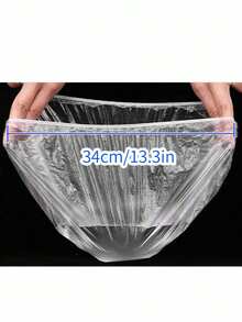 [34CM/13.3英寸]20/50个/套超大一次性透明塑料发油帽透明塑料护发套 | 防水可重复使用沙龙级浴帽，适用于水疗、旅行、染色和烹饪 - 白色 - 查看 2