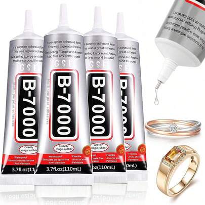 B-7000 Rhinestones Glue For Crafts, 50ML/110ML 3.7fl.Oz Clear B-7000 Super Jewelry Glue Transparent Industrial Adhesive For Fabric Cell Phones Jewelry Making Crystal Gem Tac Nail Art Stone Wood Glass