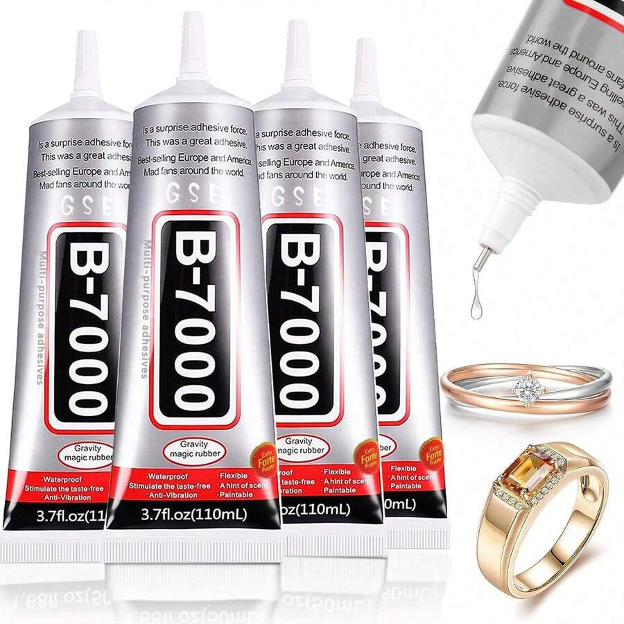 B-7000 手工水晶胶，50ml/110ml（3.7 液体盎司）透明 B-7000 超级珠宝粘合剂，透明工业胶水，适用于织物、手机壳、珠宝制作、水晶宝石、石头、木材、玻璃等。 - 無色 - 查看 1
