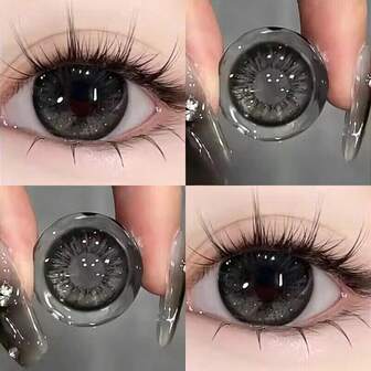 1 par de lentes de contacto grises de 14.2 mm de diámetro aptas para el uso anual de lentes de contacto con pinzas lentes de contacto Halloween grises beauty scary fashion fiesta festival color