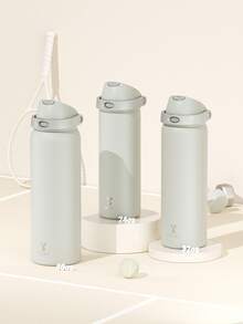 Meoky 24oz 真空保溫水壺，附 2 合 1 吸管與杯蓋，保冷 24 小時，防漏，適用車用杯架，不鏽鋼材質，適合運動、旅行與學校使用 - 白色 - 查看 9