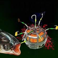 6个碳钢丝饵笼坠，新款方形饵笼弹簧钩