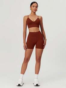 MASKERT Women's Seamless Camisole With Cup Cover, Short Tank Top Sports Set, Skin Friendly, Comfortable, Sports, Home And Commuting Underwear