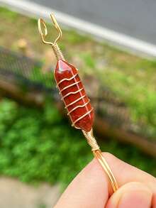 1pc Natural Colorful Crystal Raw Stone Cigarette Holder Ring: Prevent Finger Yellowing - Multicolor - View 16