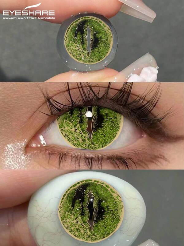 EYESHARE 2 pezzi Lenti a contatto colorate verdi Pupilentes Lenti a contatto per cosplay per occhi 14,5 mm Bellezza Trucco Costume di Ognissanti annuale Cosplay