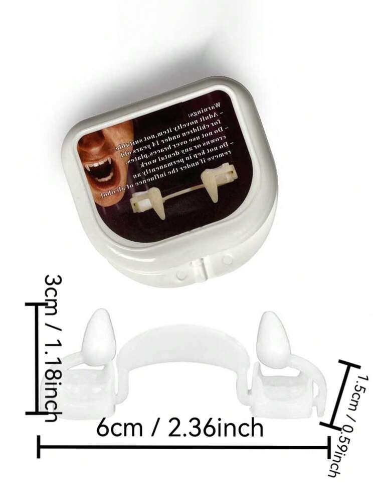 Vampire Fake Fangs Classic PP Halloween Party Cosplay Props, Halloween Costume Party Teeth Vampire Party Gag Teeth Retractable Dentures Party And Dance Costumes - White - View 5