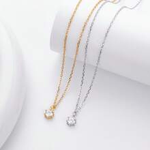 1pc Silver Single Diamond Small Pendant, Fashionable Copper Lock Clavicle Chain, High-Grade Short Necklace, Women's Daily Casual Accessory,Sentimental Crown Solitaire Necklace - Gold & Silver Two - Tone, Sparkling Cubic Zirconia Pendant, Meaningful Gift For Women & Girls, Perfect For Birthdays, Anniversaries & Special Moments, Daily Reminder Of Love