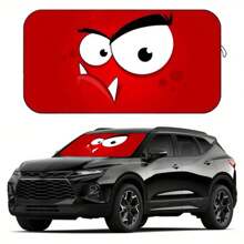 1pc Angry Monster Car Sun Visor, Easy To Install, Interesting Car Accessory Design, Made Of Polyester Fiber Material, Car Interior UV Protection Sun Shade, Easy To Install, Suitable For Various Car Models Decoration, With Heat Insulation And Privacy Protection Function, Keeps Your Car Cool, Foldable For Easy Storage