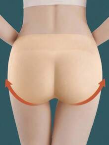 1件装女士无缝高腰塑形内裤，提臀无缝加垫短裤，透气蜜桃臀塑形提拉裤，加垫提臀塑形内衣，蜜桃臀 - 杏色 - 查看 3