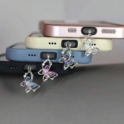 Nút chặn bụi hình con bướm, chặn cổng sạc, chặn cổng dữ liệu, phù hợp với điện thoại Lightning/Type-C, tai nghe không dây, nút chặn bụi