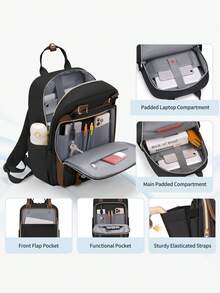 15.6英寸男士笔记本电脑背包，大容量旅行背包，带USB充电端口，防水办公包 - 彩色 - 查看 3