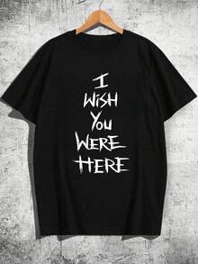 Camiseta Casual de Manga Corta con Cuello Redondo para Hombre, Diseño Creativo con Estampado, Diseño Simple, Proceso de Tejido - Negro - Ver 5